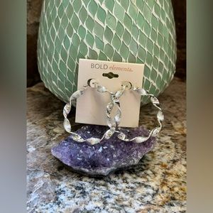 Silver Twisted Hoop Earrings